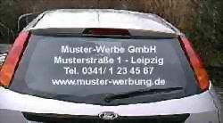 Folienschrift/Werbebeschriftung fr PKW-Heckscheibe